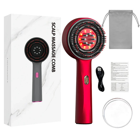 Electric Vibration Massage Comb Red Light Hair Follicle Comb Scalp Oil Liquid Applicator Head Massager Hair Growth anti Loss