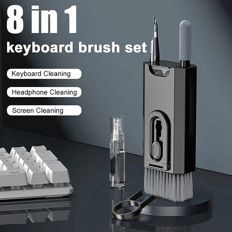 8 In1 Cleaning Kit Computer Keyboard Cleaner Brush Earphones Cleaning Pen for Airpods Headset Phone Cleaning Tools Keycap Puller