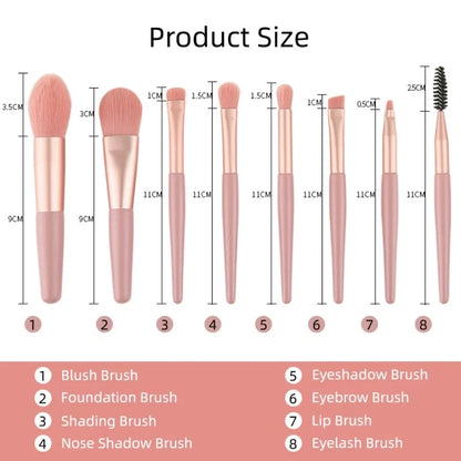 8Pcs Eyeshadow Portable Makeup Brushes Set Soft Fluffy Brushes Blush Powder Shadow Foundation Blending Concealer Make up Tool