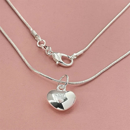 925 Sterling Silver Heart Pendant Necklace, Ladies Simple Luxury Banquet Wedding Festival Birthday Jewelry Gift