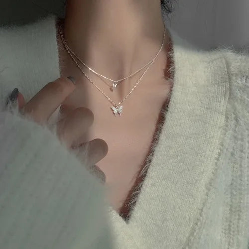 2025 New Women'S Pearl Necklace Kpop Gold Color Beads Pendant Necklaces Goth Double Layer Chain Choker for Women Fashion Jewelry