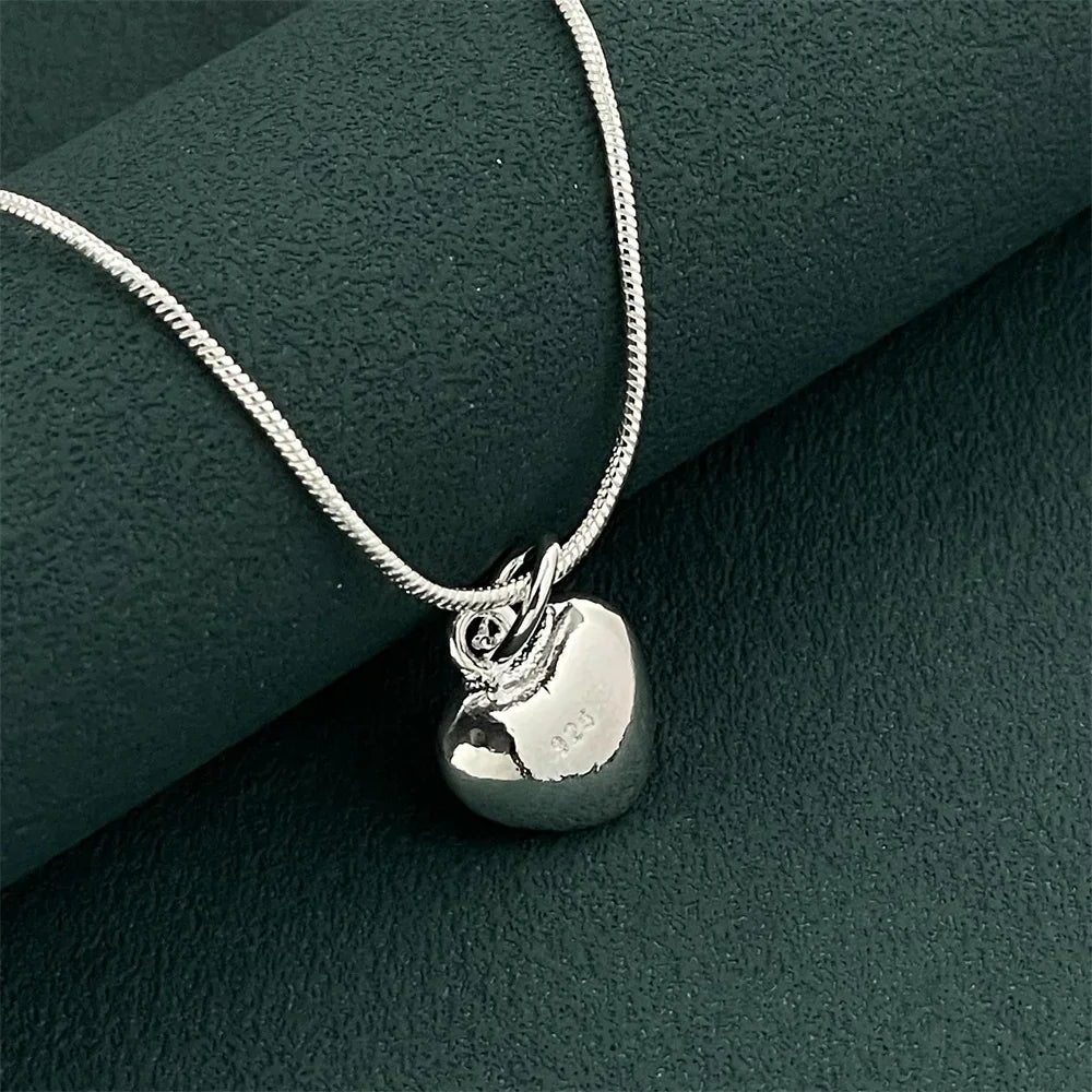 925 Sterling Silver Heart Pendant Necklace, Ladies Simple Luxury Banquet Wedding Festival Birthday Jewelry Gift