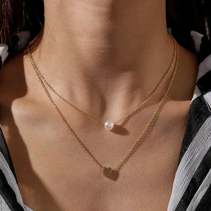 2025 New Women'S Pearl Necklace Kpop Gold Color Beads Pendant Necklaces Goth Double Layer Chain Choker for Women Fashion Jewelry