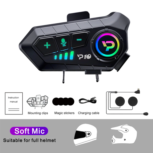 Y10 Bluetooth Motorcycle Helmet Headset Wireless IPX6 Waterproof Noice Reduction Earphone Super Long Standby Handsfree Headphone