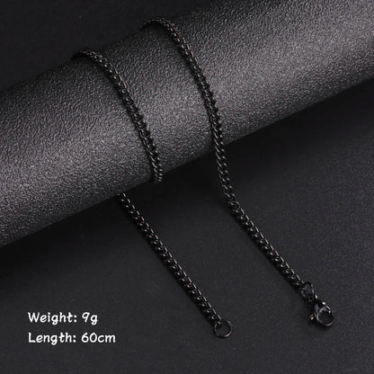 Fashion 60Cm Long Box Chain Necklace Men Stainless Steel Black Gold Color Link Chains Basic Punk Jewelry Wholesale