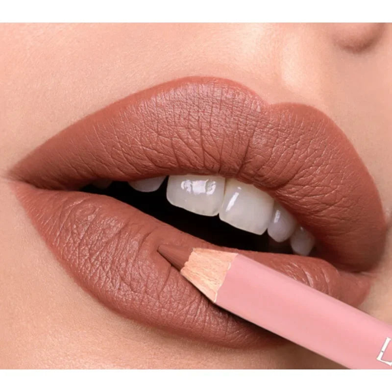 12New Color Matte Lipliner Pencil Waterproof Plumping Stain Lipstick Natural Nude Pink Lip Liner Pro Outline Lips Contour Makeup