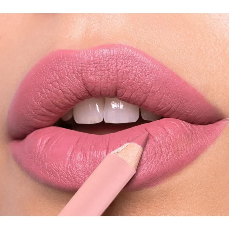 12New Color Matte Lipliner Pencil Waterproof Plumping Stain Lipstick Natural Nude Pink Lip Liner Pro Outline Lips Contour Makeup
