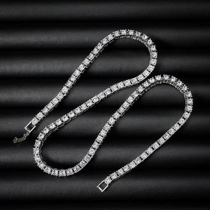 Classical 4MM Tennis Chain Iced Out Bracelet Necklace Men Fashion Hip Hop Jewelry Women 8/16/18/20/24Inch Choker Punk Party Gift