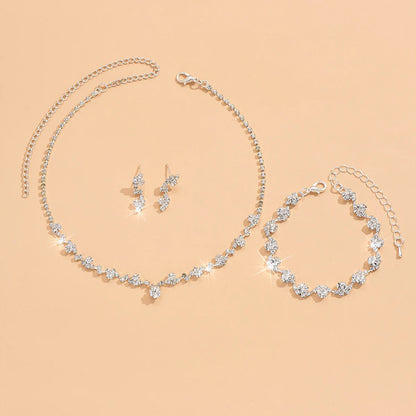4-Piece Women'S Flower Necklace with Earrings and Bracelet Set, Wedding Party Accessories