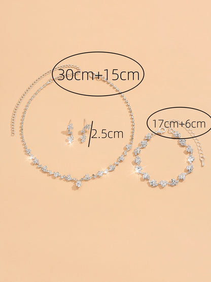 4-Piece Women'S Flower Necklace with Earrings and Bracelet Set, Wedding Party Accessories