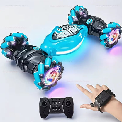 4WD RC Drift Car with Music Led Lights 2.4G Gesture Radio Remote Control Spray Stunt Car 360° Rotating Climbing Car Toys Gifts