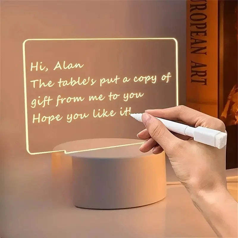 Transparent Luminous LED Night Lights USB Luminous Acrylic Night Light Erasable Write Message Board Calendar Desktop Ornaments