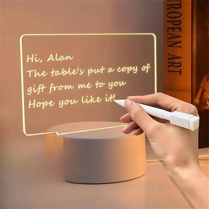 Transparent Luminous LED Night Lights USB Luminous Acrylic Night Light Erasable Write Message Board Calendar Desktop Ornaments