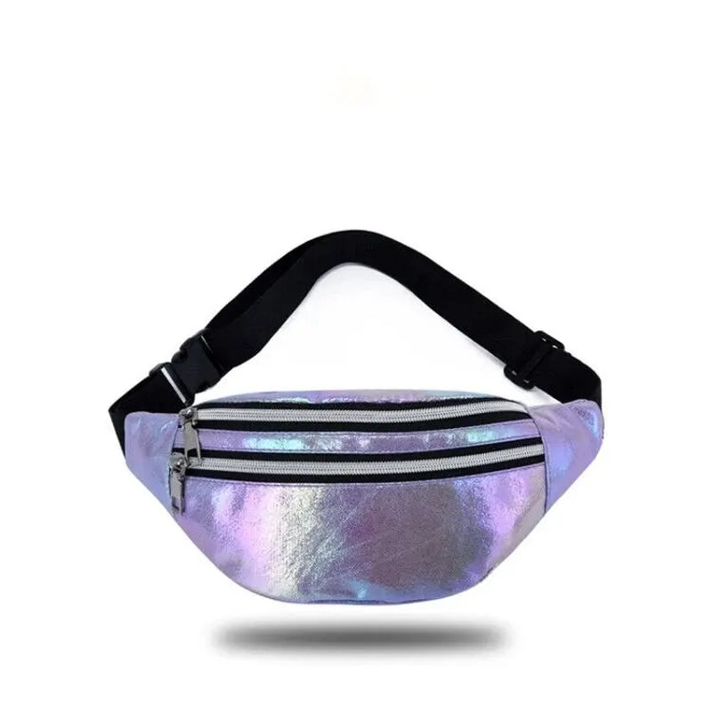Holographic Fanny Pack Hologram Waist Bag Laser Beach Travel Banana Hip Bum Zip Waist Bags Women Belt Bag for Girls