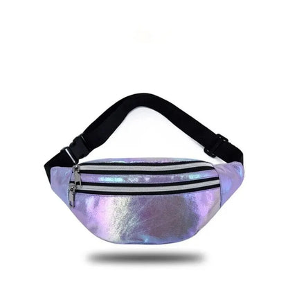 Holographic Fanny Pack Hologram Waist Bag Laser Beach Travel Banana Hip Bum Zip Waist Bags Women Belt Bag for Girls