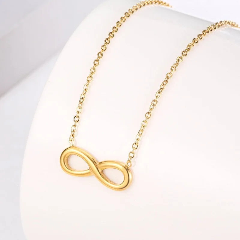 18K Gold Color Infinity Love Pendant Charm Necklaces for Women Stainless Steel Collar Choker Fashion Jewelry Accessories Gifts