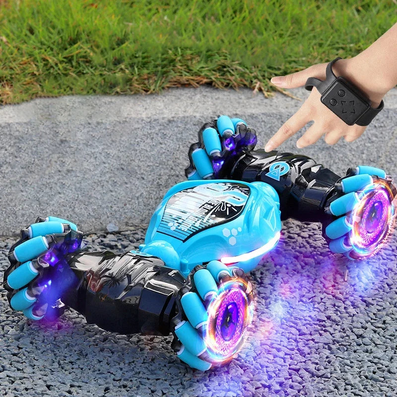 4WD RC Drift Car with Music Led Lights 2.4G Gesture Radio Remote Control Spray Stunt Car 360° Rotating Climbing Car Toys Gifts